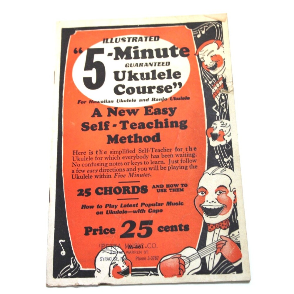 Illustrated 5 Minute Ukulele Course 1927 Vintage Instruction Music Method Guide - Picture 1 of 8